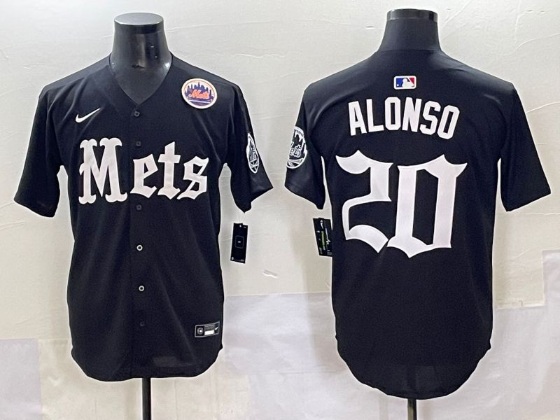 Men 2025 New York Mets #20 Alonso Black Five generations Joint Name Nike MLB Jersey style 10->new york mets->MLB Jersey